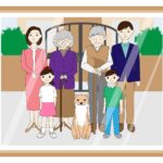 家族で記念撮影のイラスト