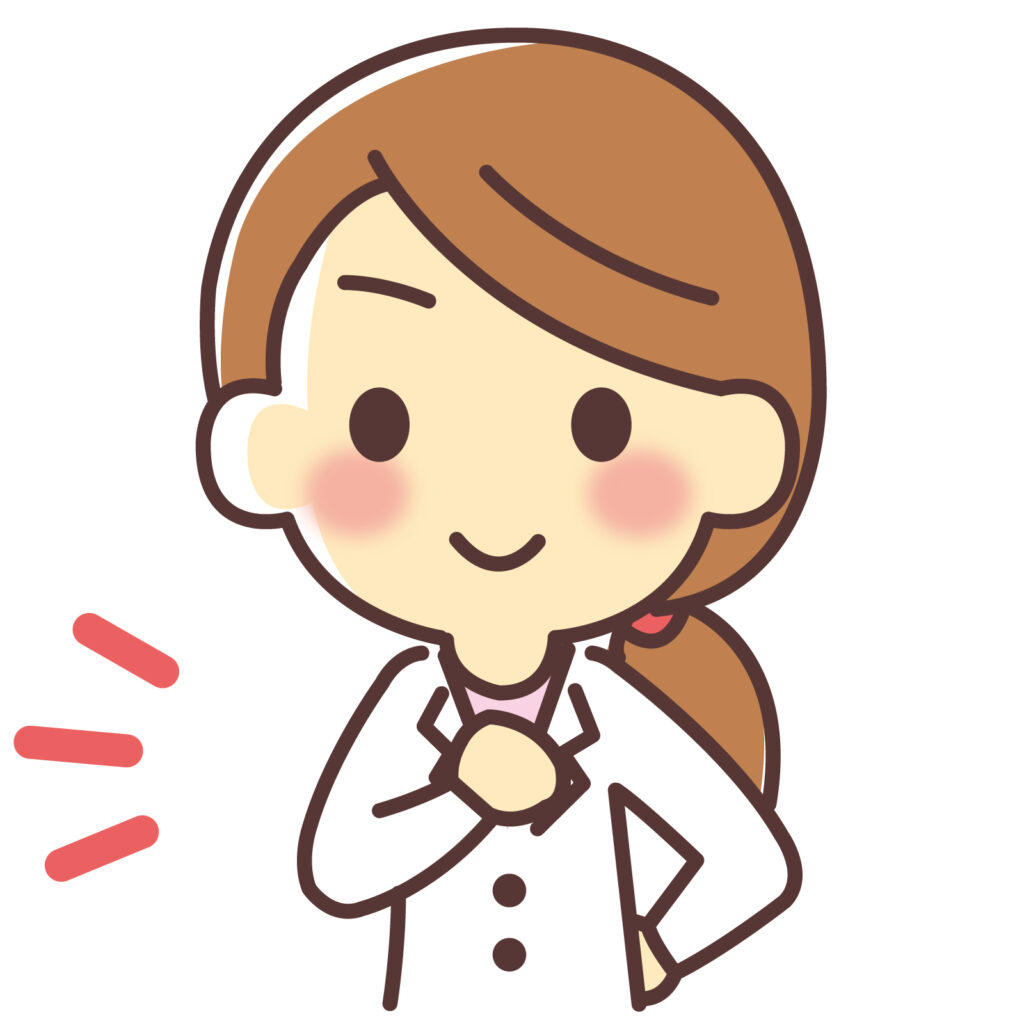 まかせてと胸たたく女性のイラスト