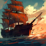 大航海時代の帆船のイラスト